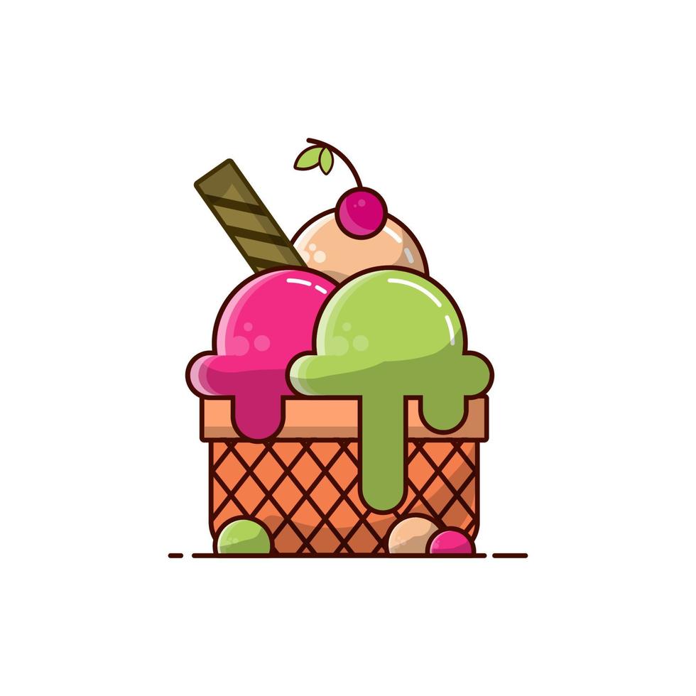 Plantillas de ilustración de vector de diseño de helado aisladas sobre fondo blanco