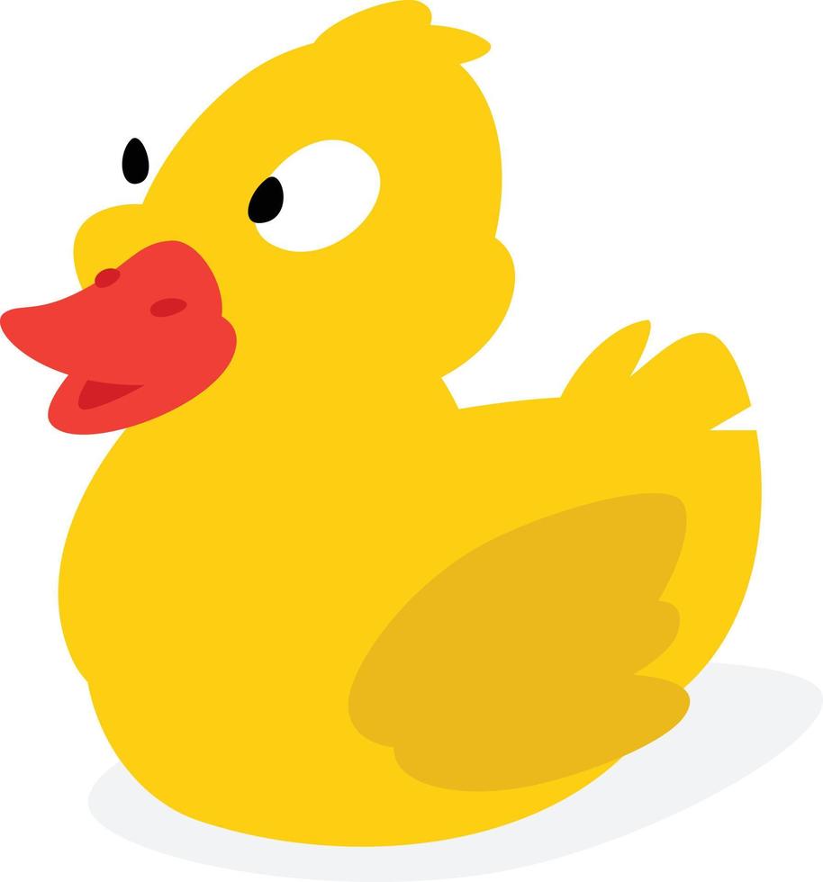 Yellow rubber ducky. Vector illustration isolated on white background. The character is a funny cute bird for printing, web, banner or poster. Corporate identity for the corporation.