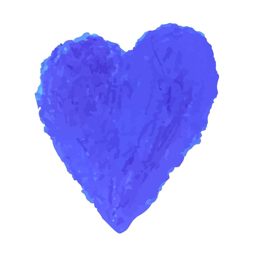 colorida ilustración de forma de corazón dibujada con pasteles de tiza de color azul. elementos para el diseño de tarjetas de felicitación, carteles, pancartas, publicaciones en las redes sociales, invitaciones, ventas, folletos, otros diseños gráficos vector