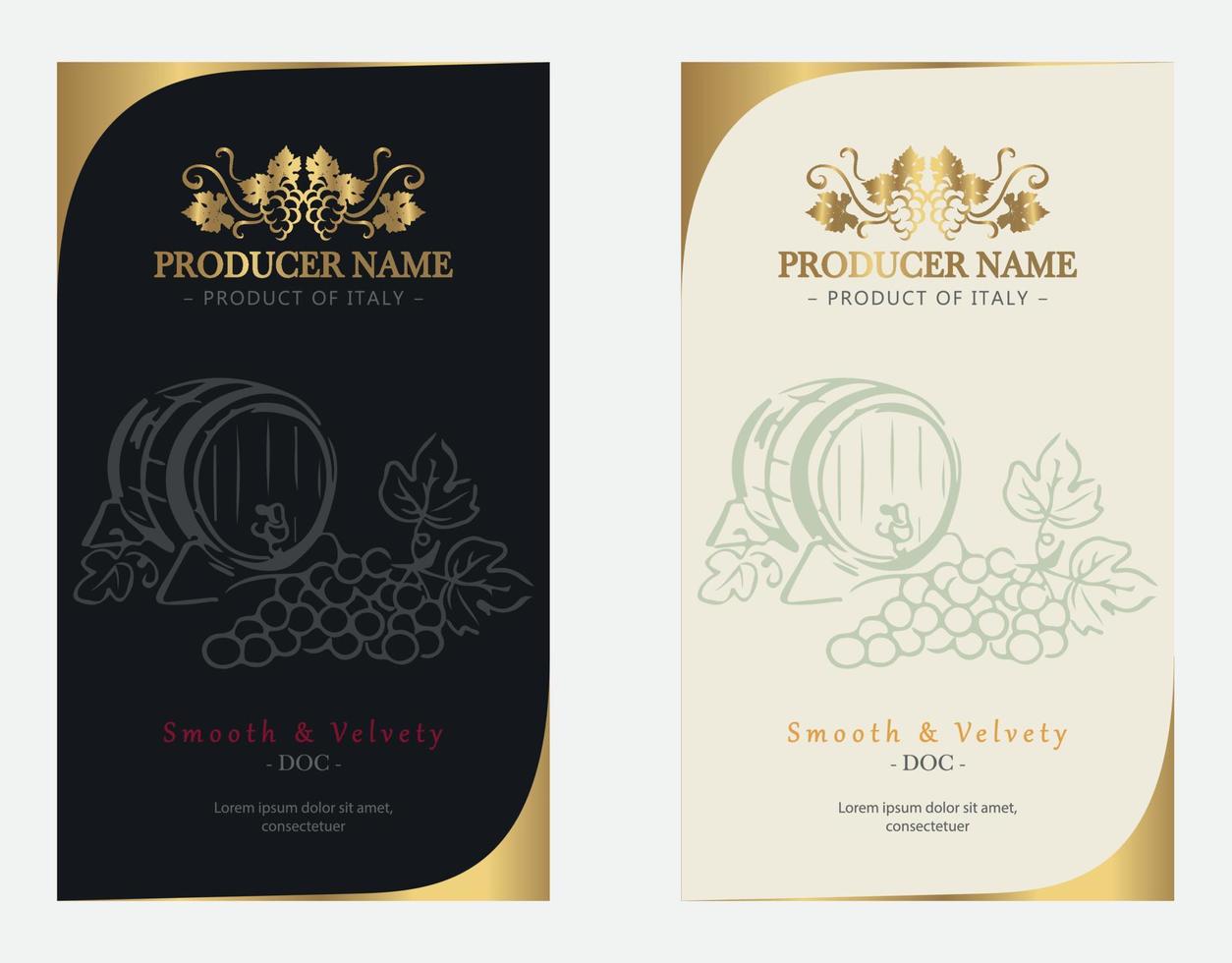 Premium Quality Red and White Wine Labels vector