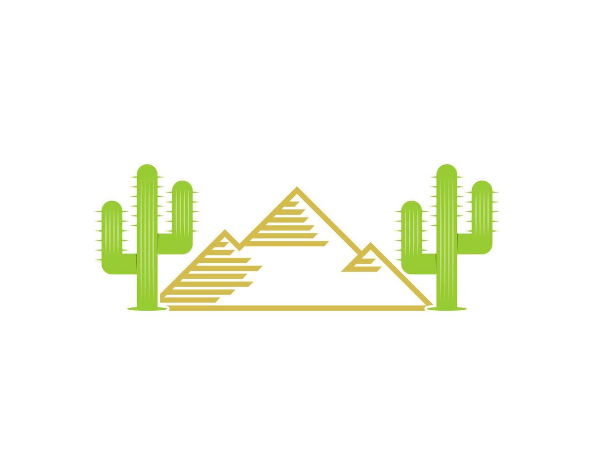 montaña y colina con cactus detrás vector