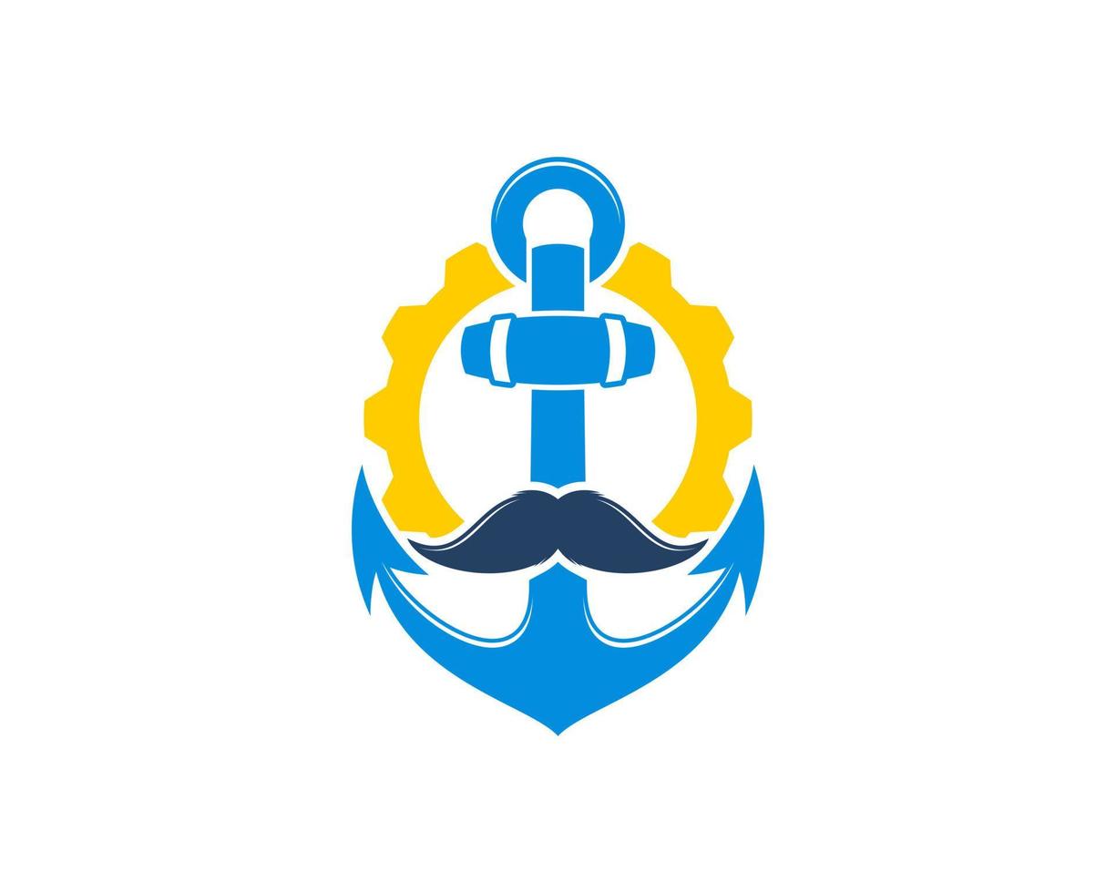 equipo con ancla y bigote vector