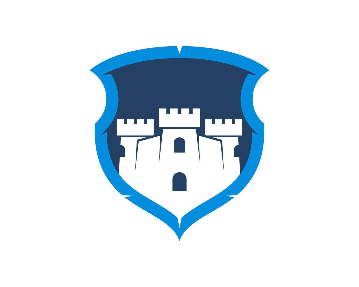 Fortress inside the blue shield vector