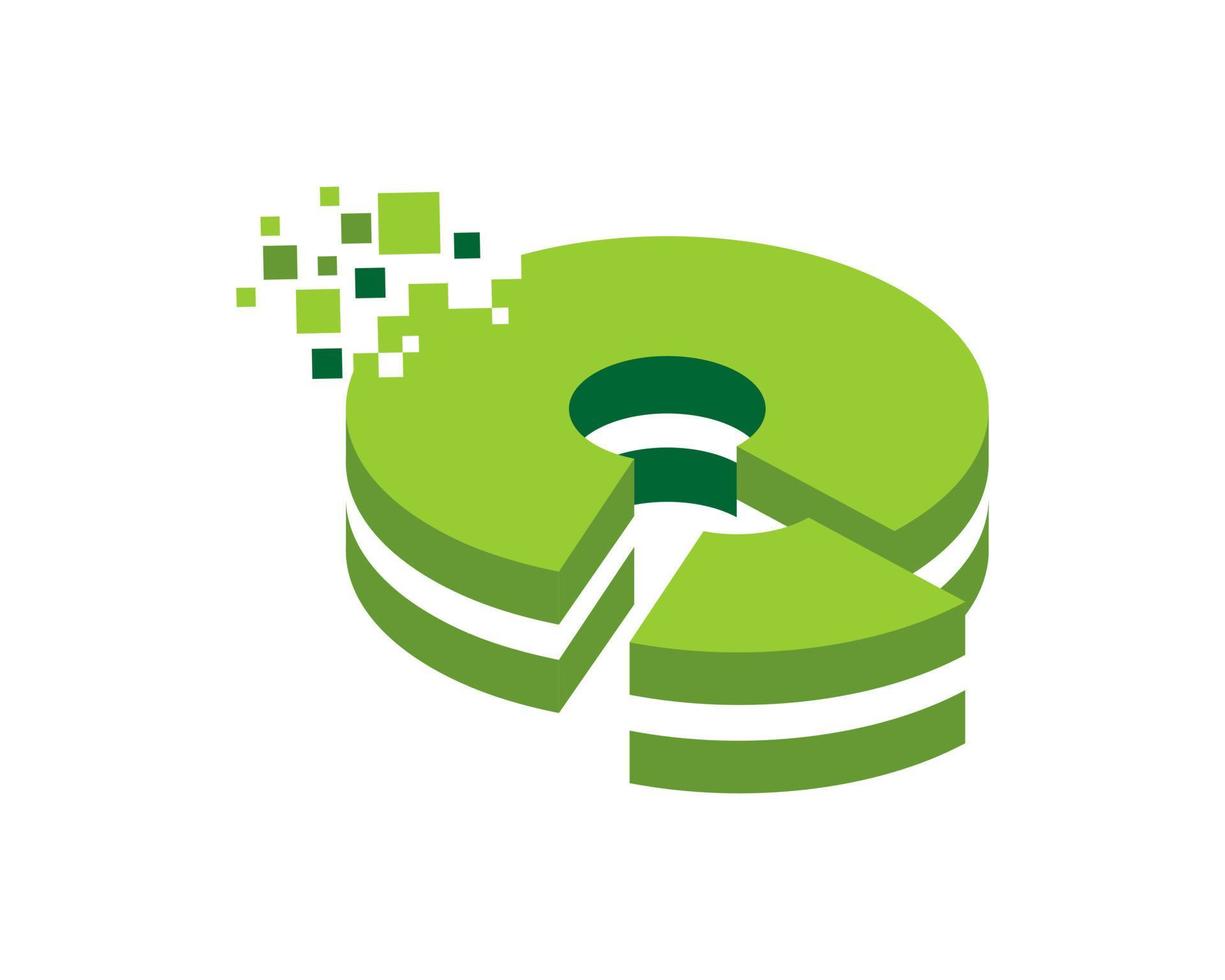Green cake stripes with modern pixels vector