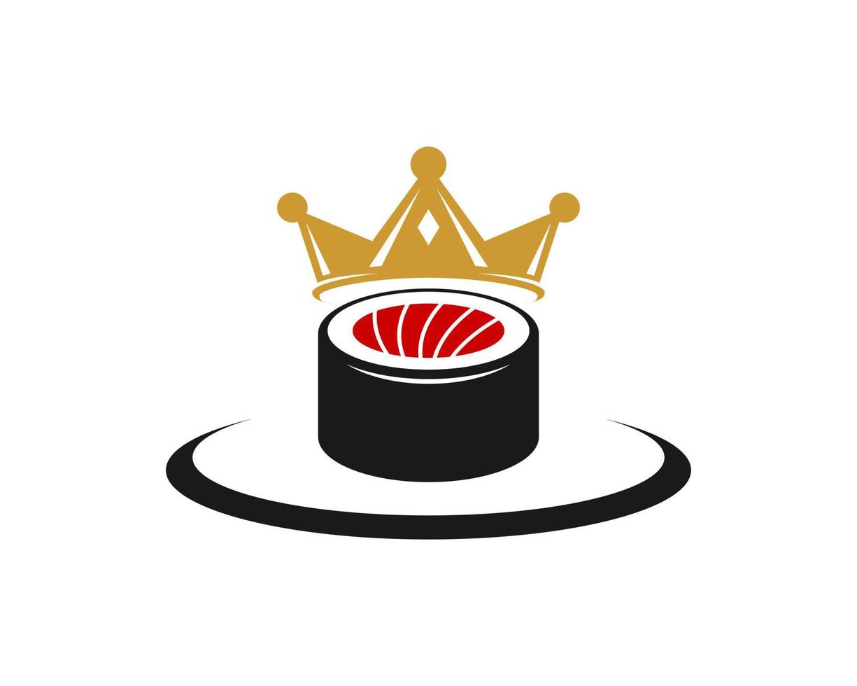 Japanese sushi on the plate with crown vector