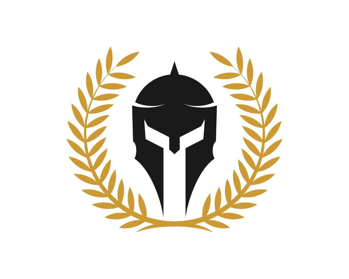 Circular leaf with simple spartan helmet inside vector