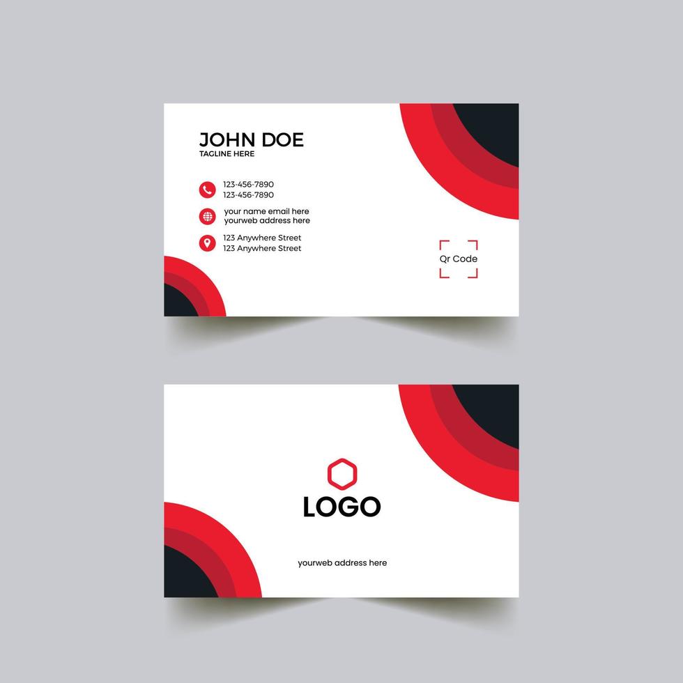 Red Colour golden ratio Professional Business card design vector
