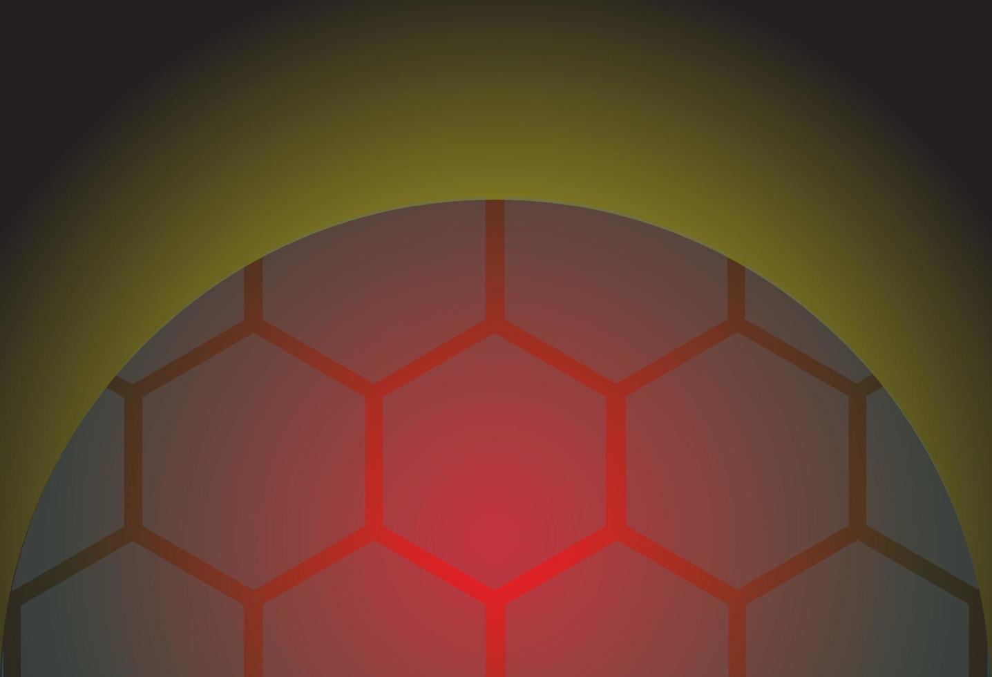 Abstract background with hexagon motif in the shape of a red round ball. gradient yellow black texture. vector illustration