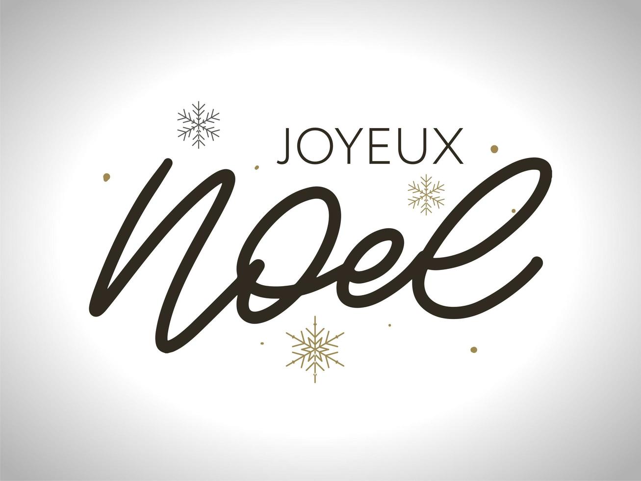 Plantilla de diseño de lujo navideño francés. vector texto joyeux noel aislado sobre fondo de lujo brillante