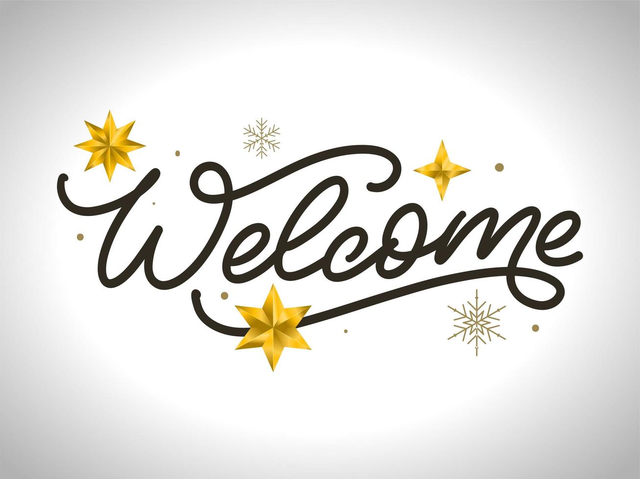 'welcome' hand lettering, vector calligraphy text greeting card