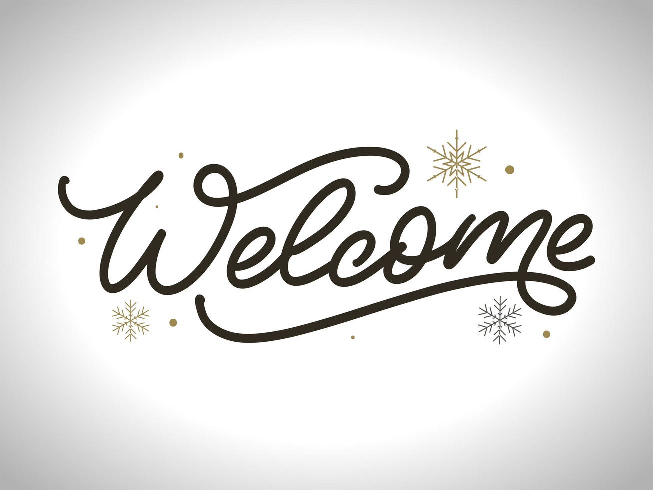 'welcome' hand lettering, vector calligraphy text greeting card