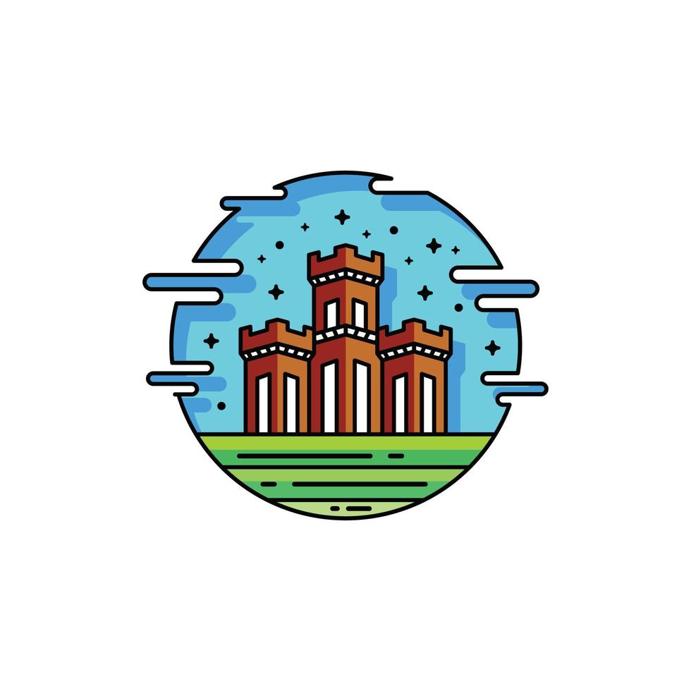 Castle with line art. Abstract, emblem, design, concept, logo, logotype, element, vector, template vector