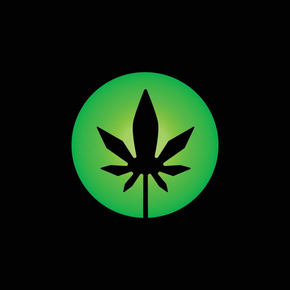 Círculo de marihuana en fondo negro, diseño de logotipo de plantilla vectorial vector