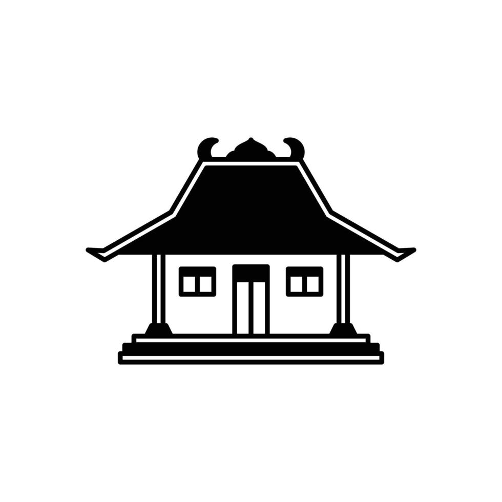 Joglo Javanese traditional house in white background, vector template logo design