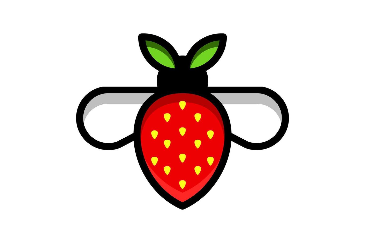 Vector Logo Design Combination Bee And Strawberry
