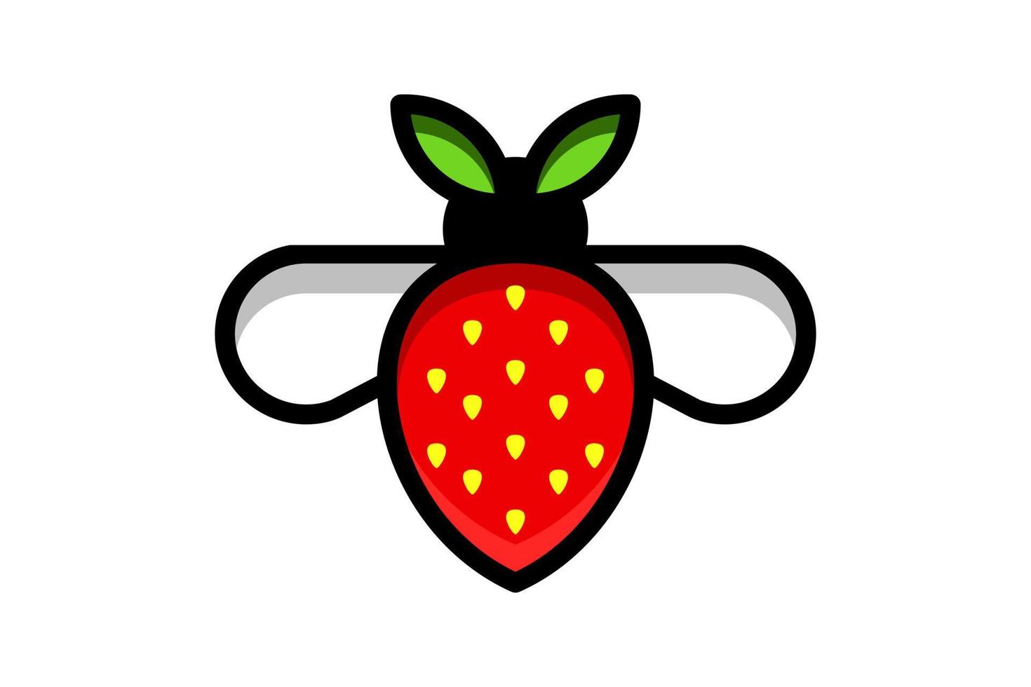 Vector Logo Design Combination Bee And Strawberry