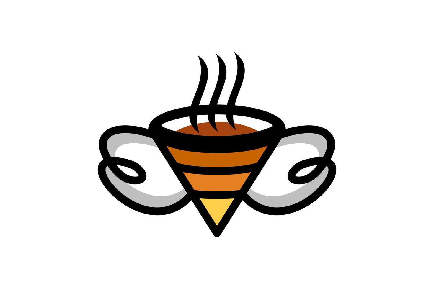 vector logo diseño combinación vidrio café y abeja
