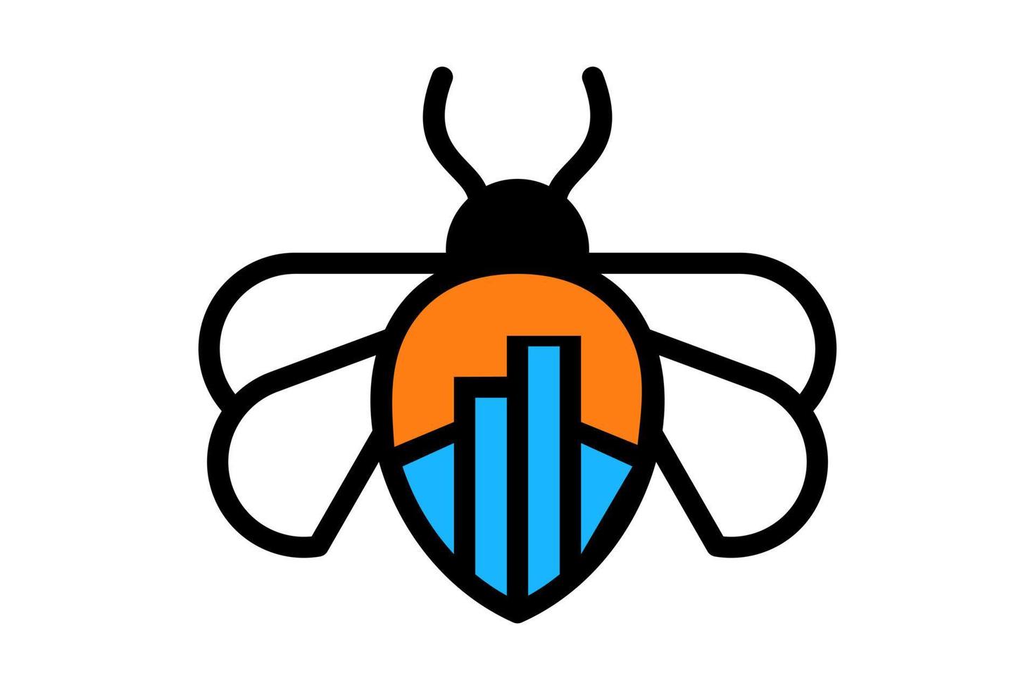 combinación de diseño de logotipo de doble significado de abeja y edificio vector