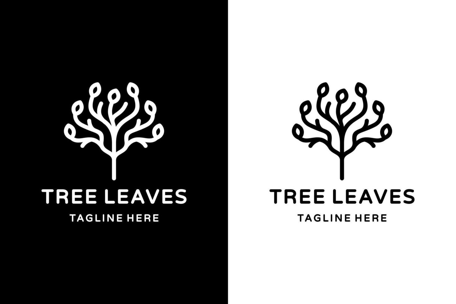 Vector Logo Design Leaves Tree with style line art