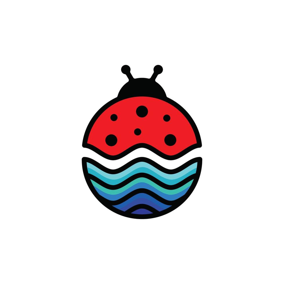 Dual Meaning Logo Design Combination of Bug Insect and Wave Water vector