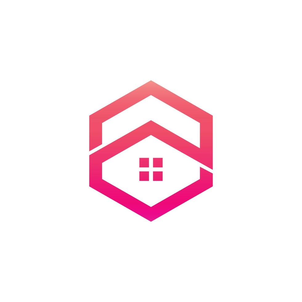 Hexa home with flat minimalist style in white background , vector template logo design
