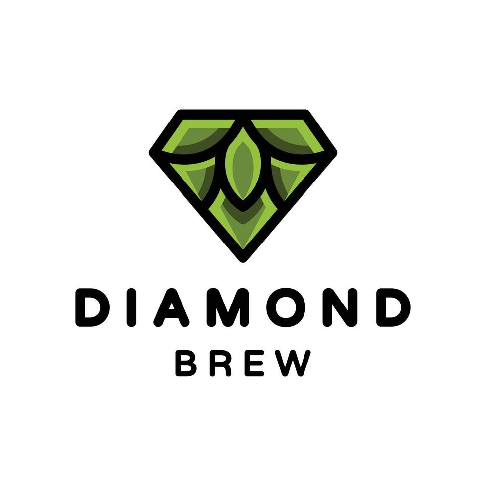 Combination Diamond and Brew with style flat Minimalist in background white vector template logo design editable
