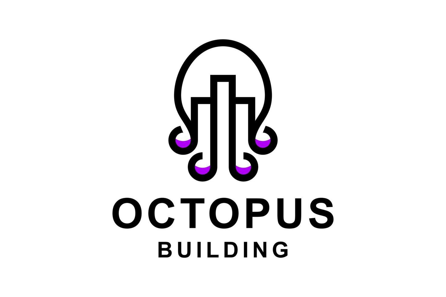 Double Meaning Logo Design Combination of Octopus and Building vector