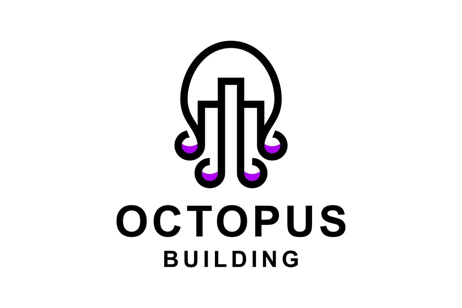 combinación de diseño de logotipo de doble significado de pulpo y edificio vector