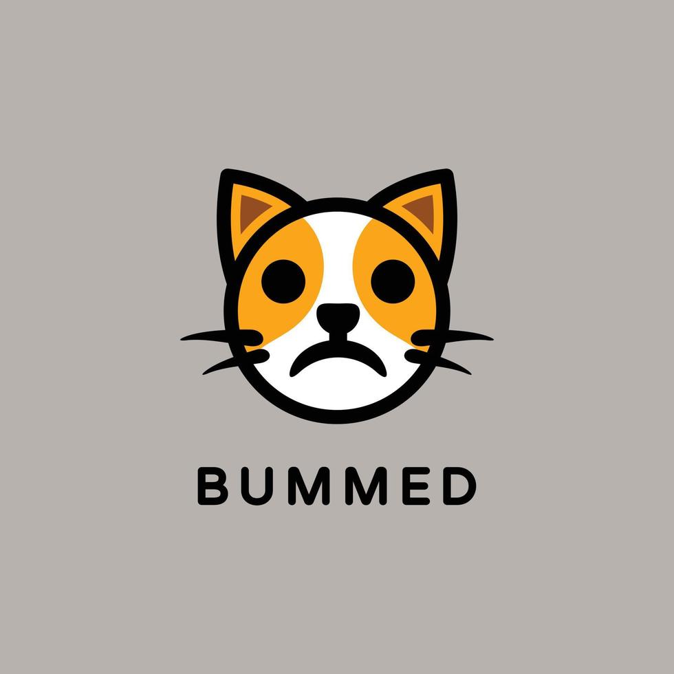 . Vector Cartoon emoticon Shape Cats Expression Bummed