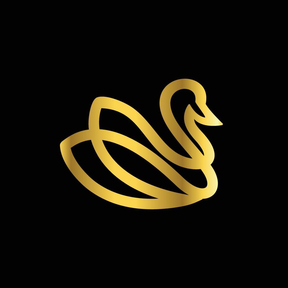 Línea de cisne dorado en fondo negro, diseño de logotipo de plantilla vectorial vector