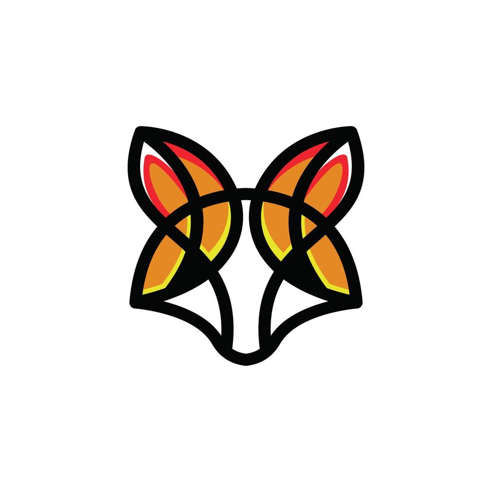 Face fox in white background, vector template logo design