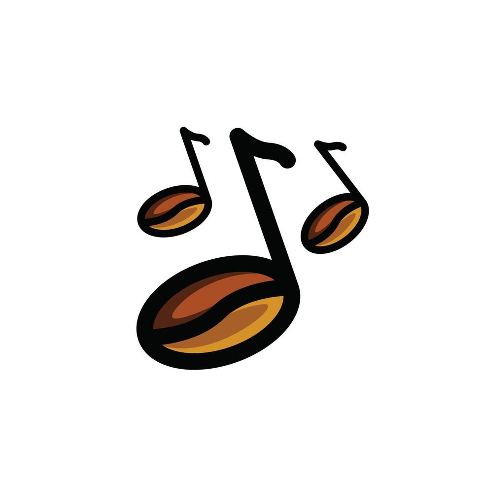 Combination Note Music and coffee bean in white background , vector template logo design