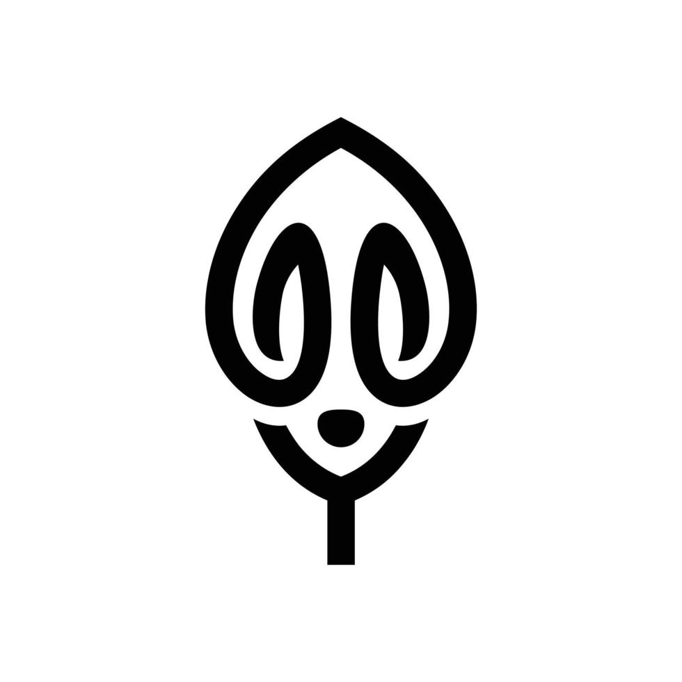 Skull leaf with flat minimalist style in white background , vector template logo design
