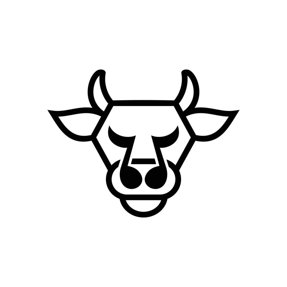 combinación de vaca y nota musical con estilo plano minimalista en fondo blanco, diseño de logotipo de plantilla vectorial vector