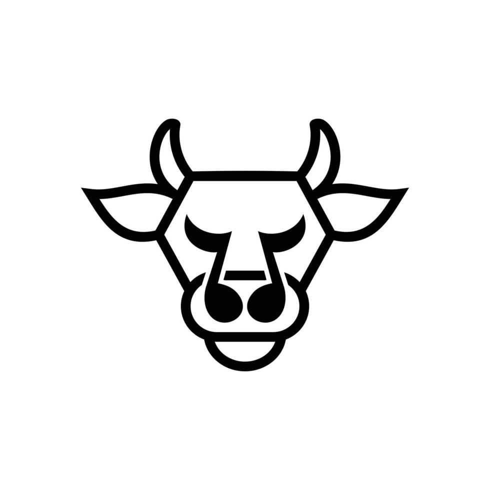 Combination Cow and Music Note with flat minimalist style in white background , vector template logo design