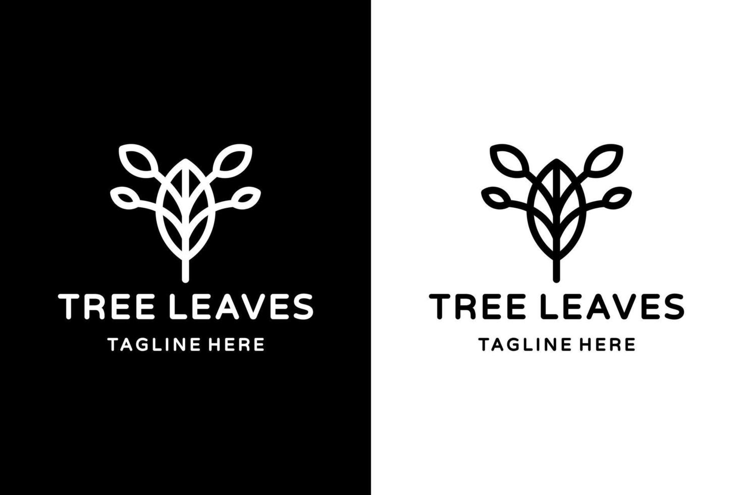 Vector Logo Design Leaves Tree with style line art