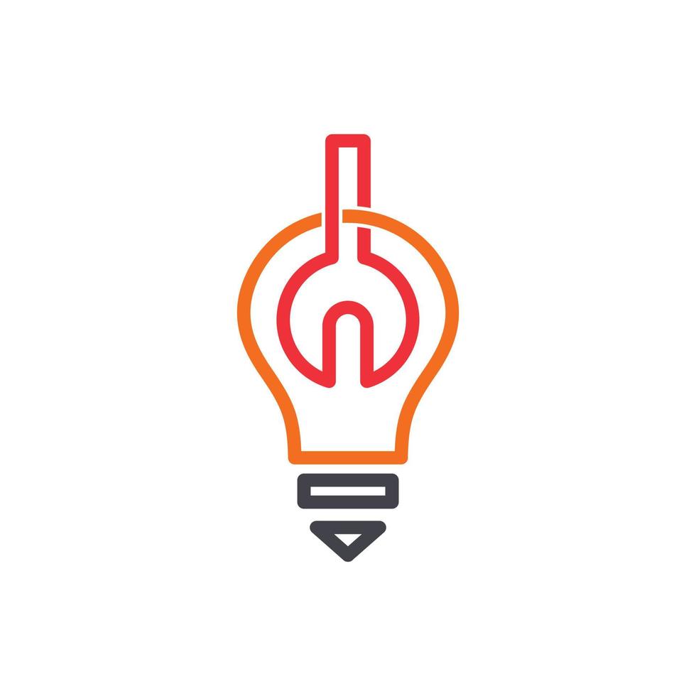 Logo Design Vector Combination of Lamp and Wrench