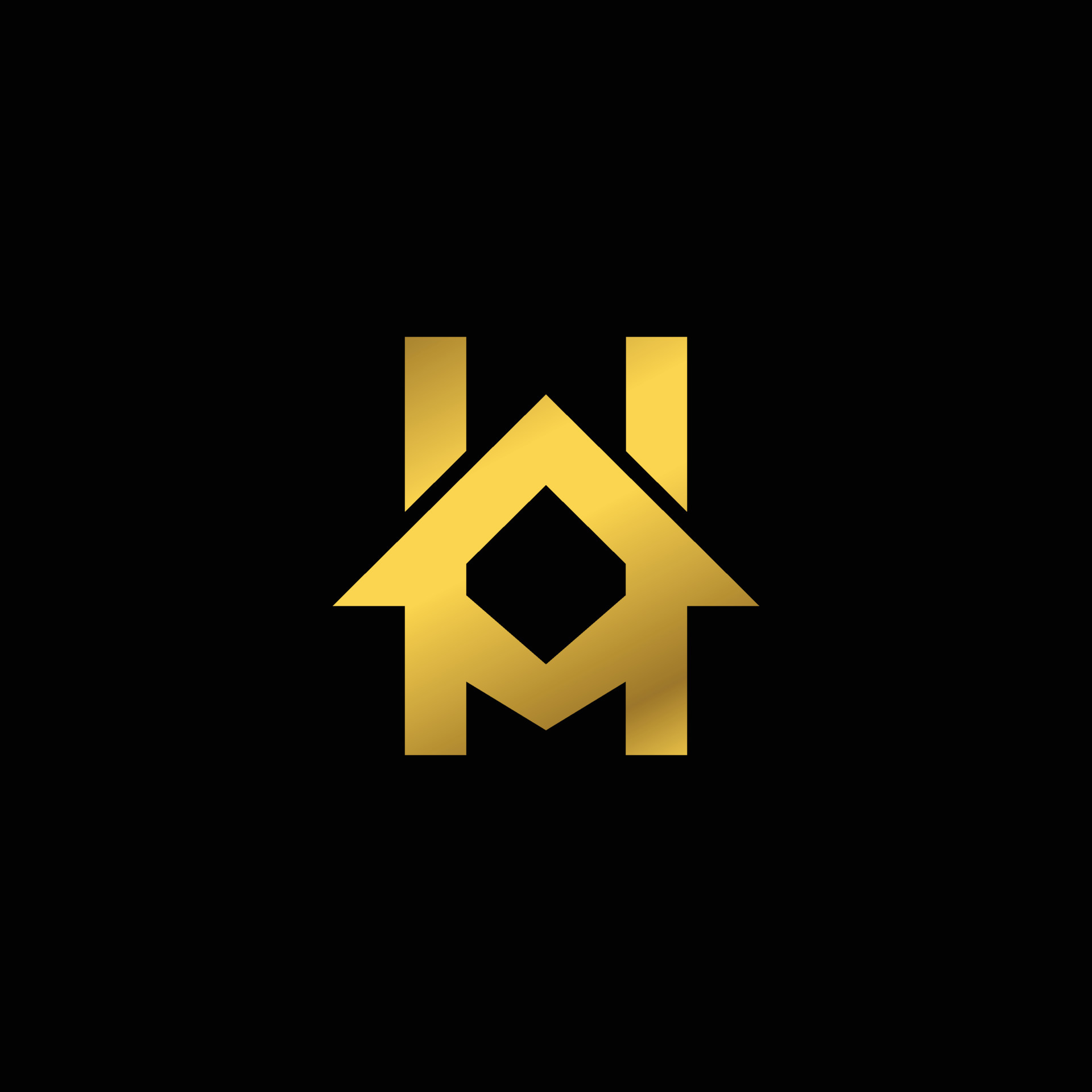 Combination House and Letter H gold in background black , vector ...