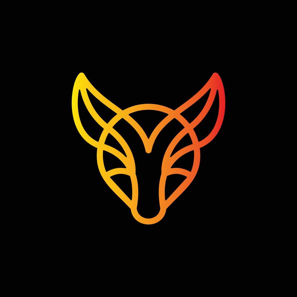 Fox con estilo de arte lineal en fondo negro, diseño de logotipo de plantilla vectorial vector