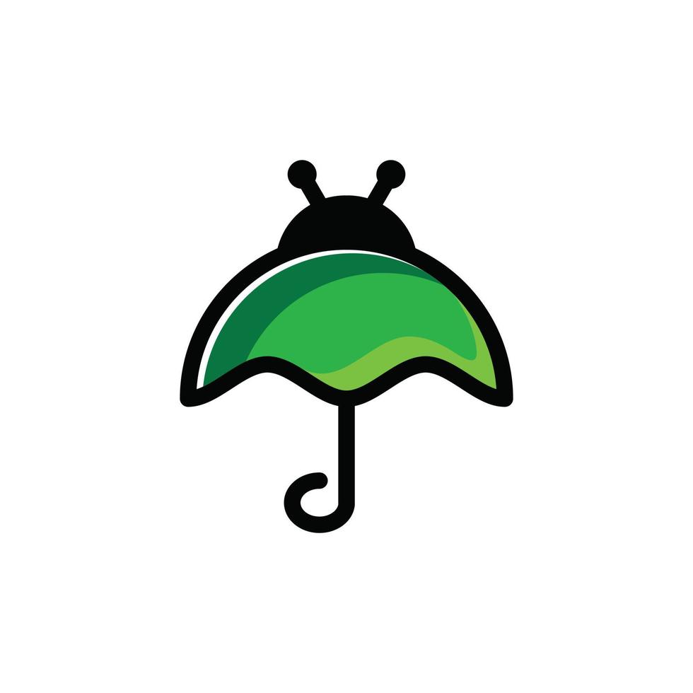 vector logo diseño combinación de personaje de dibujos animados bug insecto y paraguas