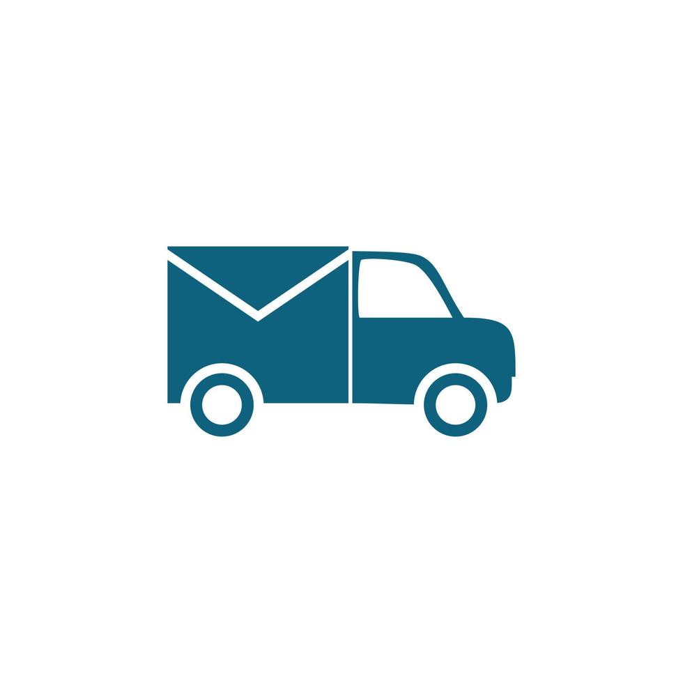 Envelope and truck with flat minimalist style in white background , vector template logo design