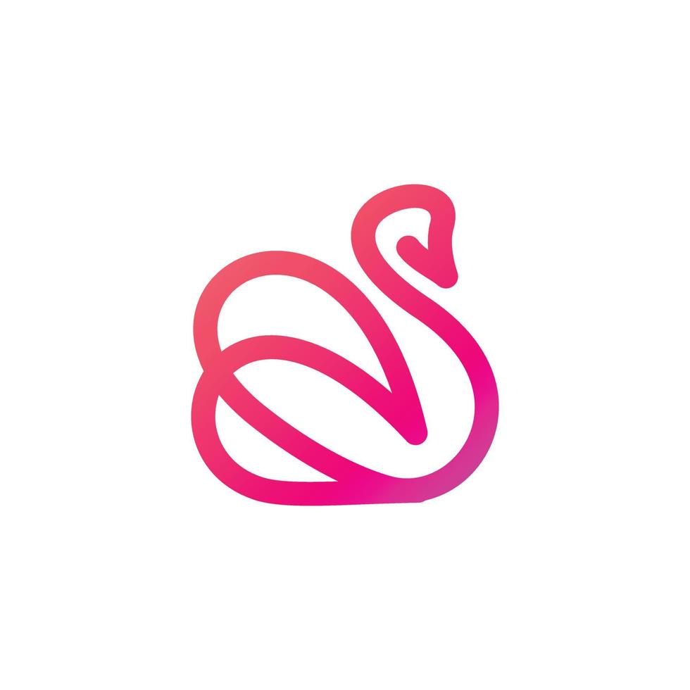 Línea de cisne con estilo plano minimalista en fondo blanco, diseño de logotipo de plantilla vectorial vector