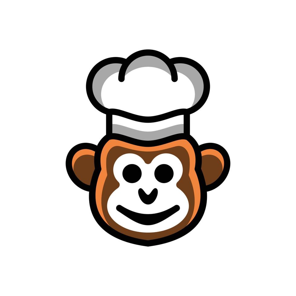 mascota simple vector logo diseño forma mono chef