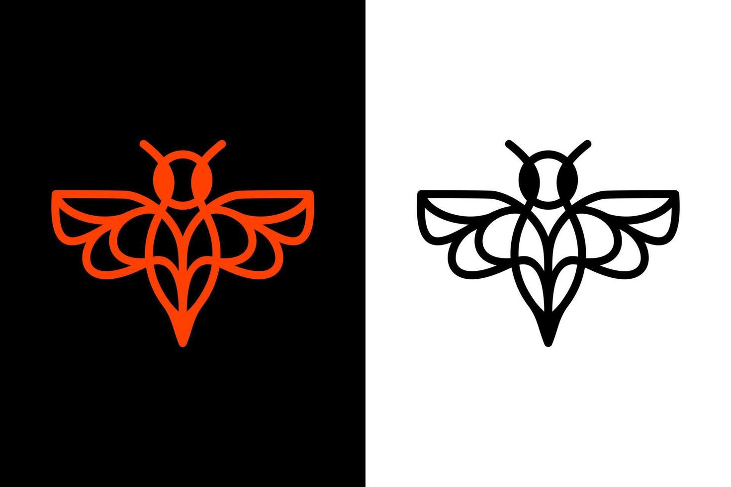 abeja con estilo de arte de línea en fondo blanco y negro, diseño de logotipo de plantilla vectorial editable vector