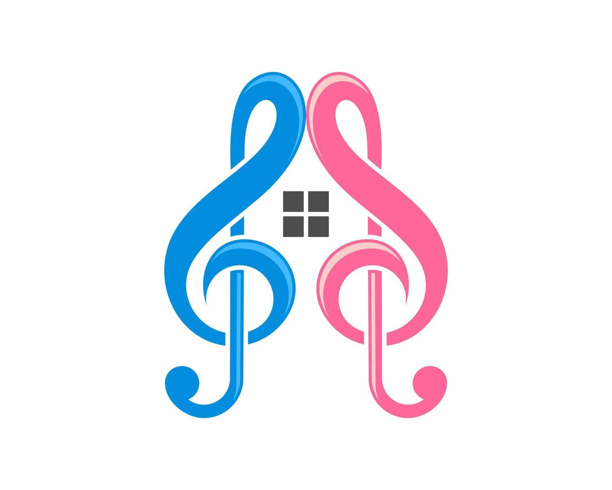 G Clef music note with house shape vector