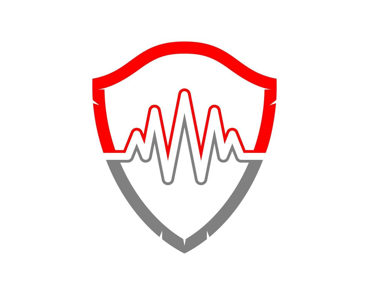 Combination heartbeat with shield shape vector