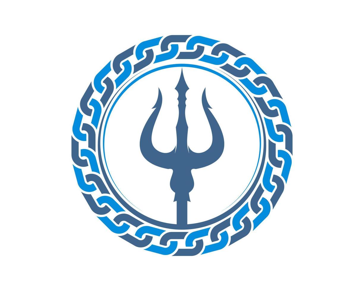 Trident inside the circle chain vector