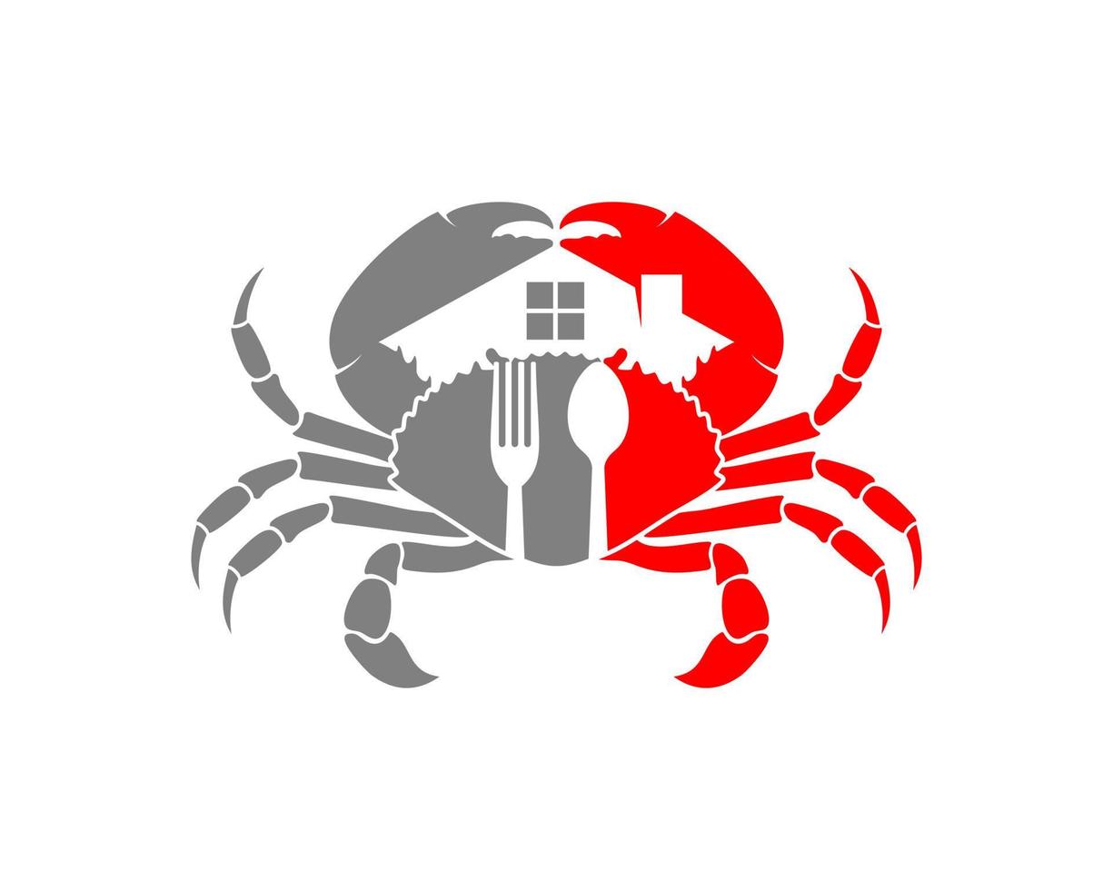 Crab house with fork and spoon inside vector