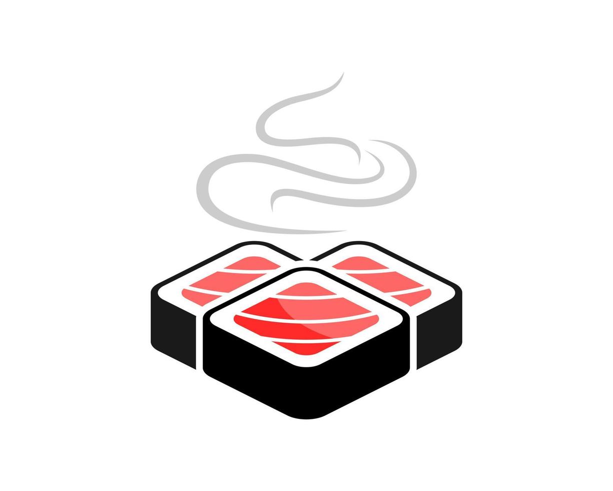 hot Three rectangle sushi with smoke on the top vector