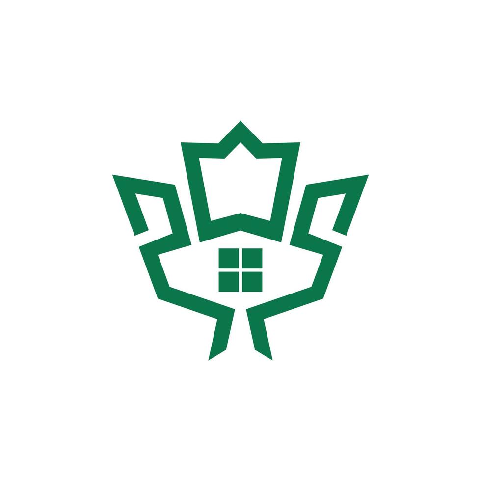 Combination of House and Leaf Maple in white background , vector template logo design editable